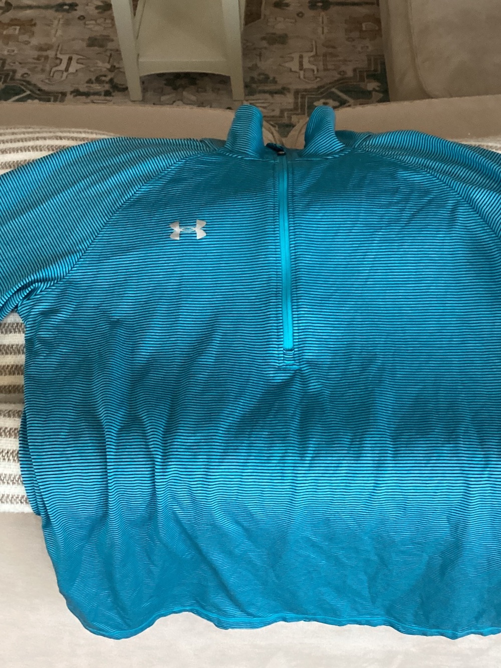 Under Armour Teal Striped 1/4 Zip Pullover